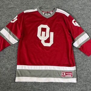 Colosseum Hockey Jersey Youth XL Red Oklahoma Sooners OU NCAA Striped Mesh
